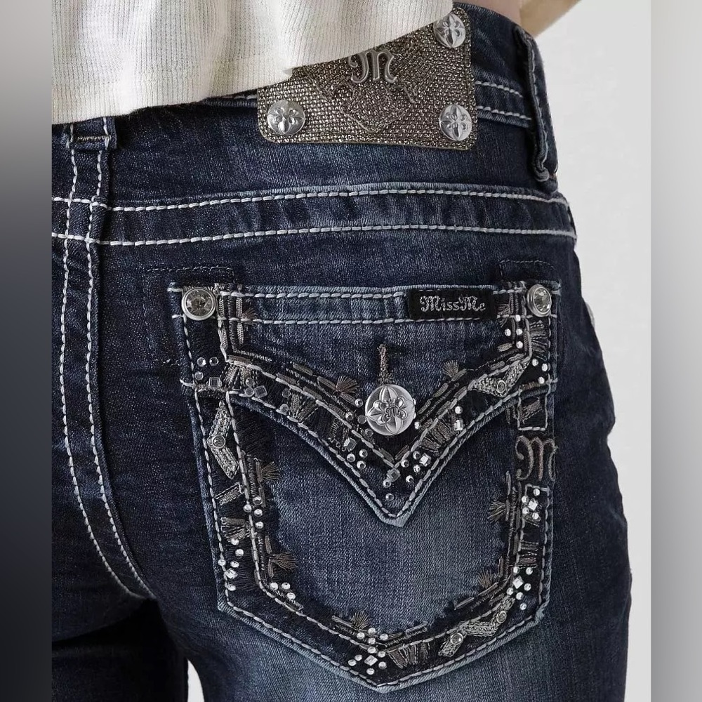 Miss Me Dark Wash Embellished Skinny Jeans